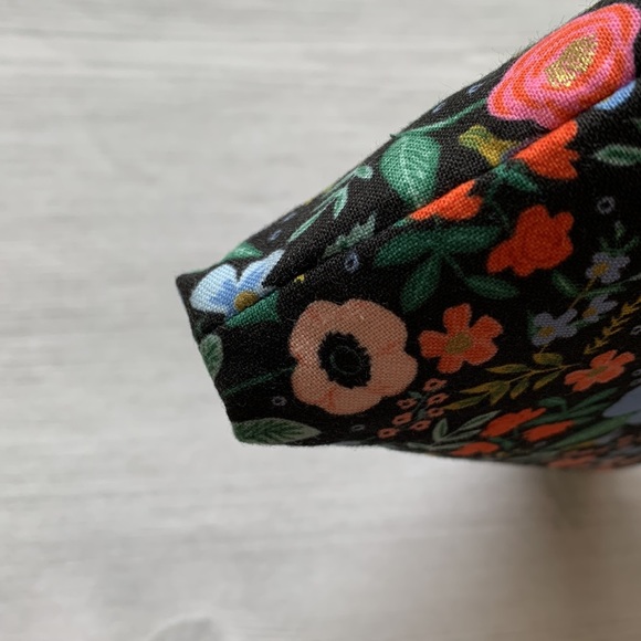 Small Zipper Pouch by Rifle Paper Co. Wild Rose Metallic Black Fabric - Picture 10 of 10